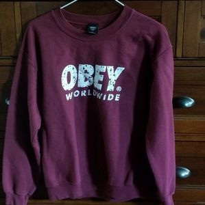 Burgundy OBEY Crewneck
